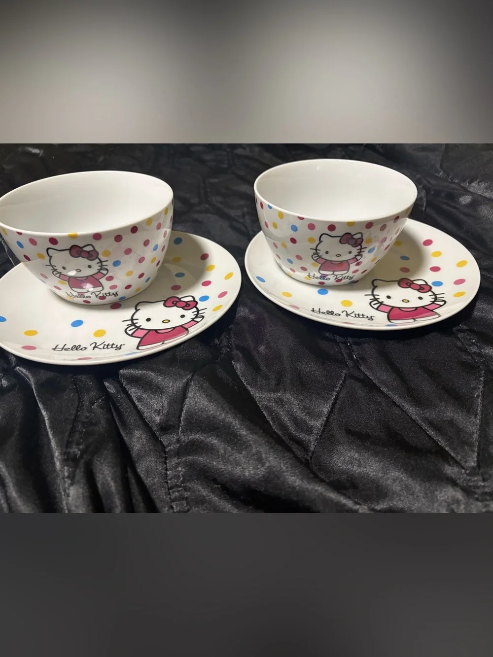 RARE Hello Kitty 2013 Sanrio Porcelain Plate & Bowl Set – Set of 2
